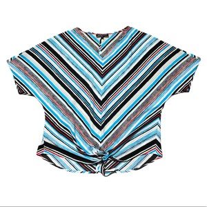 Jones New York Sleeve Blouse Top Front Knot Large